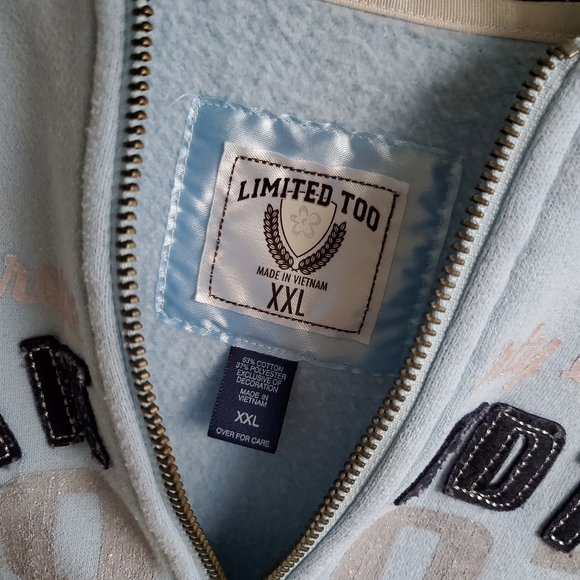 LIMITED TOO Authentic Y2K Baby Blue Text Graphic Pullover Half-zip Hoodie ❄⛄ - Picture 6 of 16